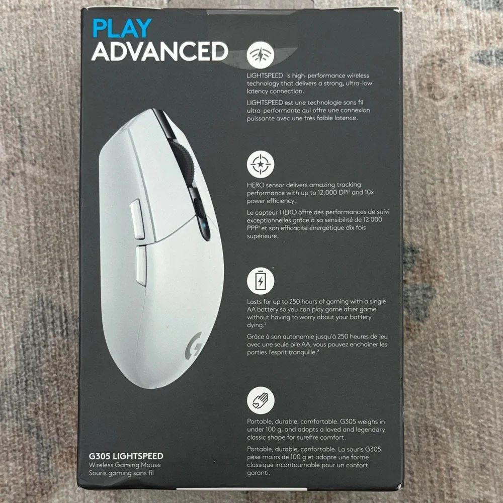Logitech G305 Lightspeed Wireless Gaming Mouse - White and Black